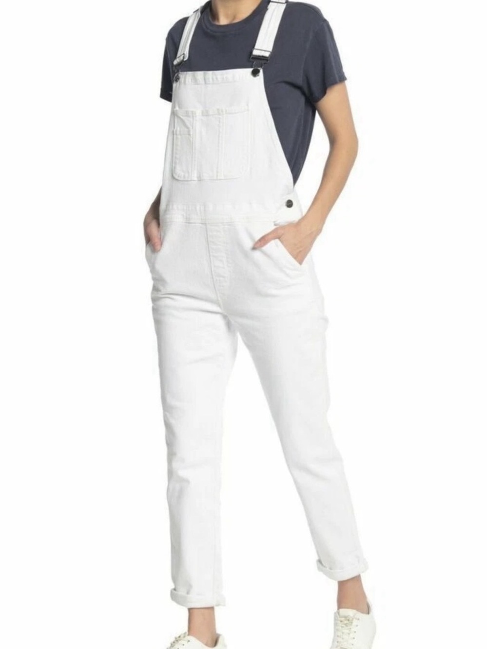 FRAME Denim Le Garcon Overalls in Blanc White Dungarees Medium